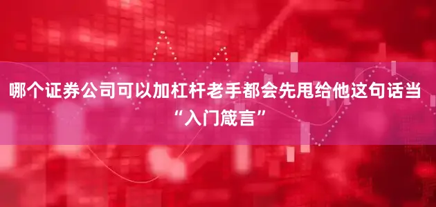 哪个证券公司可以加杠杆老手都会先甩给他这句话当 “入门箴言”